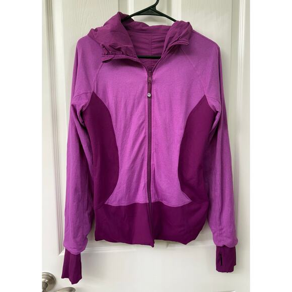 LULULEMON Purple Pink Flux Jacket Reversible Hooded Zip Magenta Plum Sz 8 - Picture 9 of 13